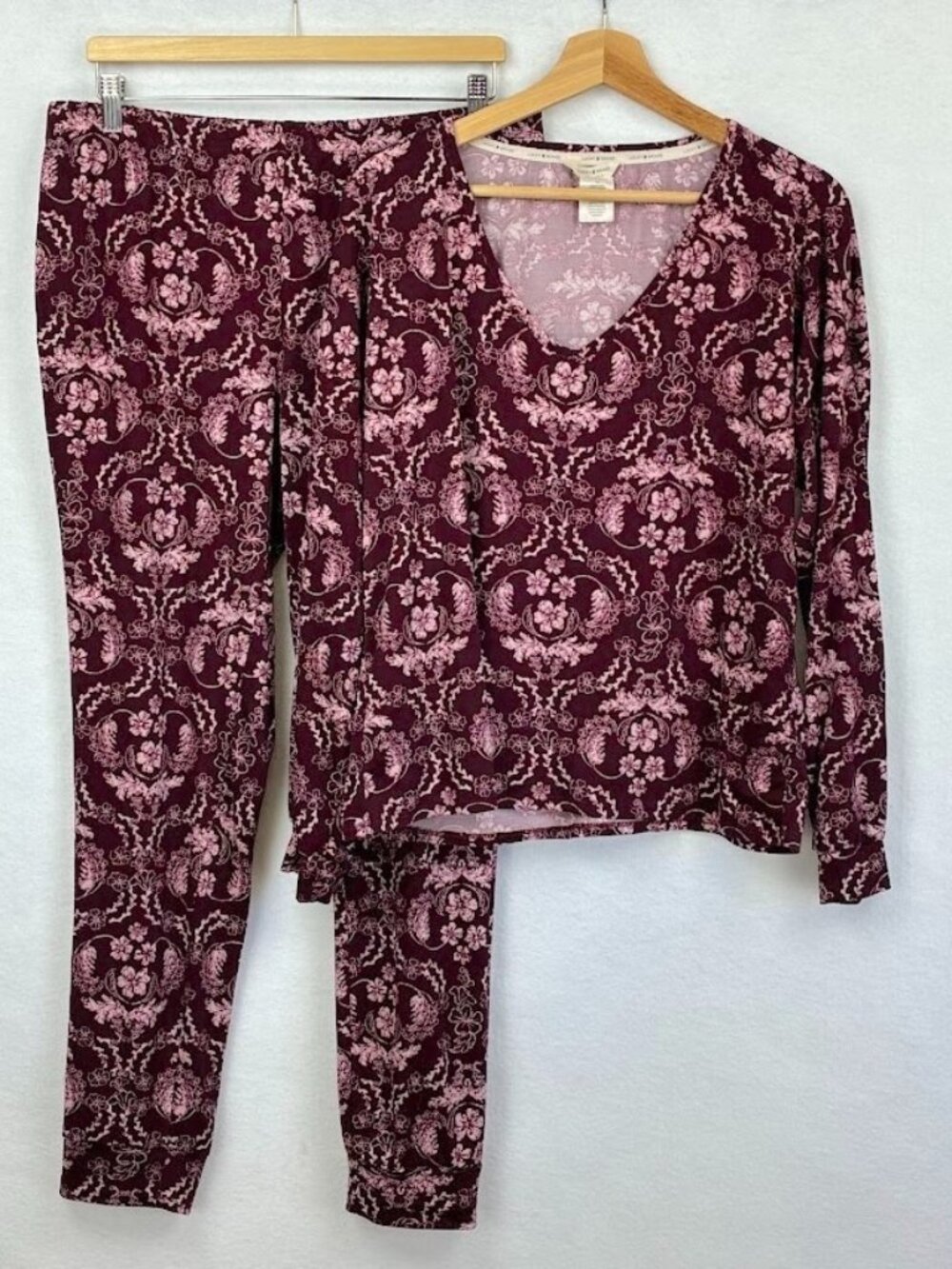 Lucky Brand Pajama Set Long Sleeve Shirt and Pants Soft Modest Lightweight L